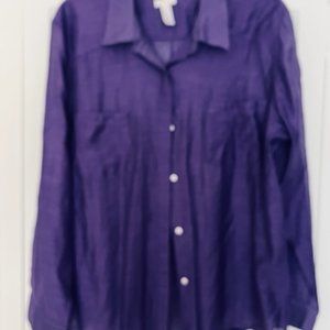 Chico's Size 3  Dark Purple Long Sleeve Blouse